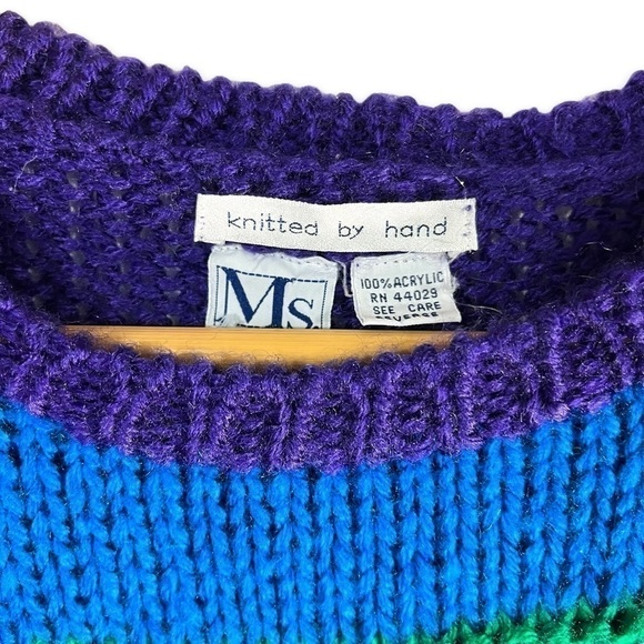 4 for $20 SALE! Kidcore Vintage 80s Hand Knitted Sweater Vest, Pink/Blue, M/L - Picture 3 of 7